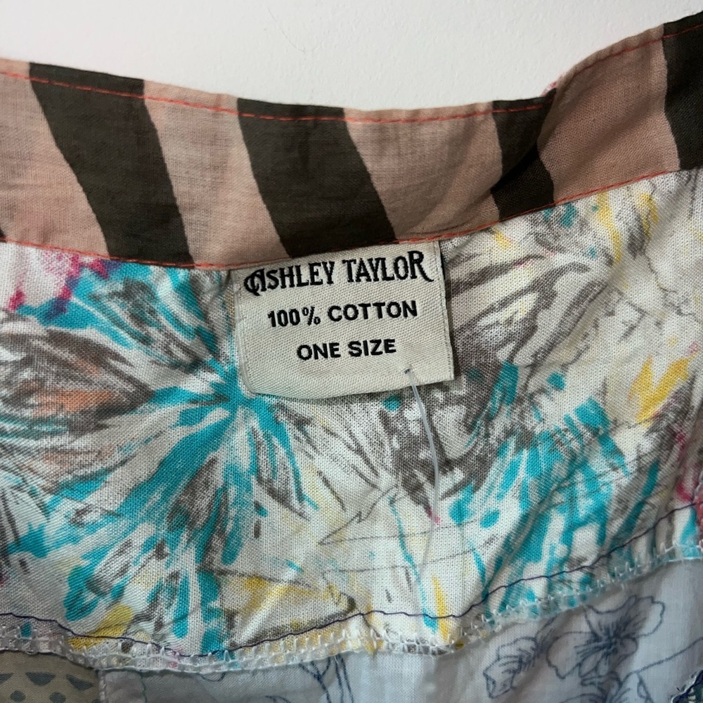 NWOT Ashley Taylor patchwork cotton overalls with pockets One Size Spring - Picture 4 of 10